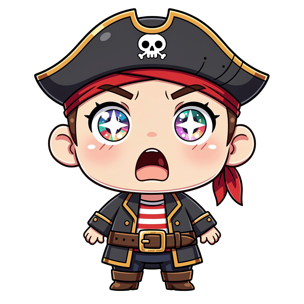 Pirate — surprised Pirate Twitch emote — surprised, Chibi style