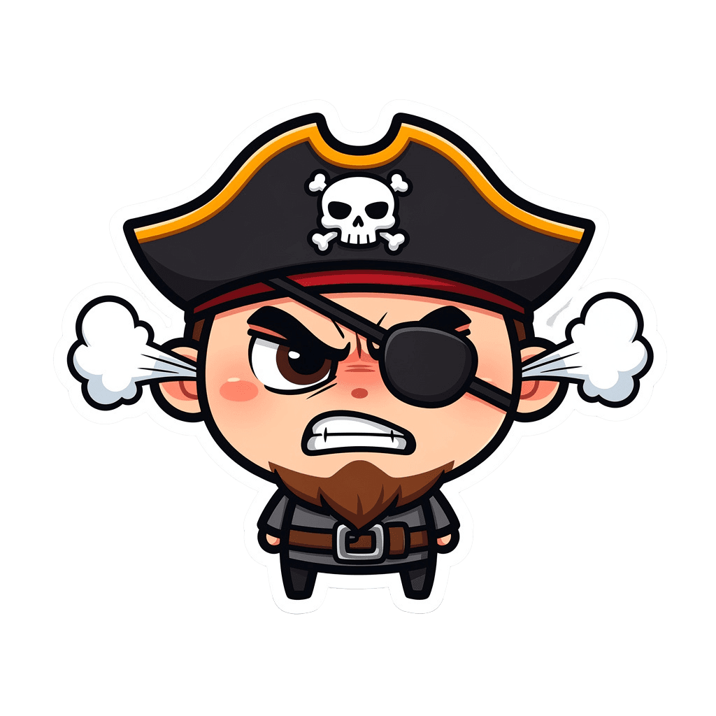Pirate — angry Pirate Twitch emote — angry, Sticker style