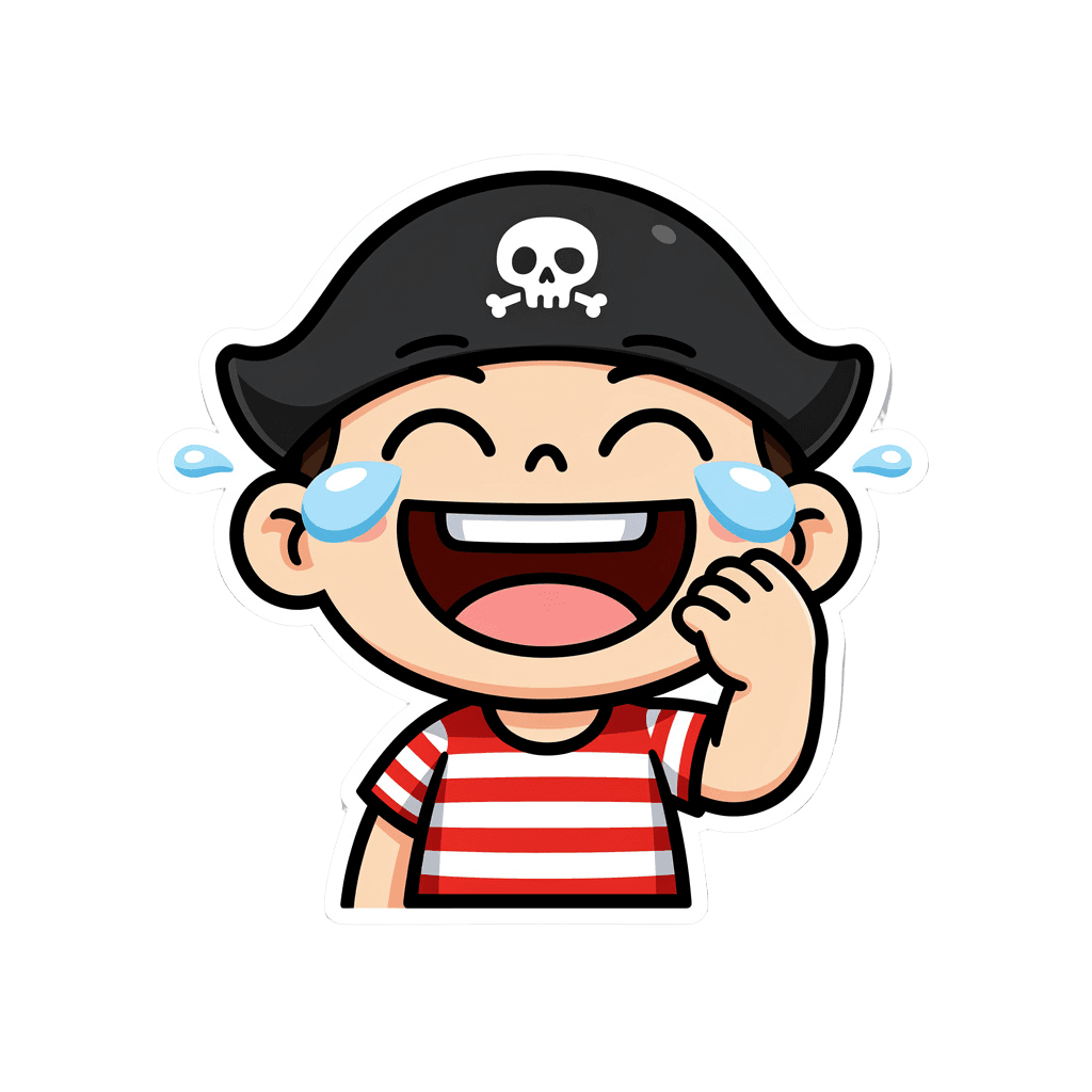 Pirate — laughing Pirate Twitch emote — laughing, Sticker style