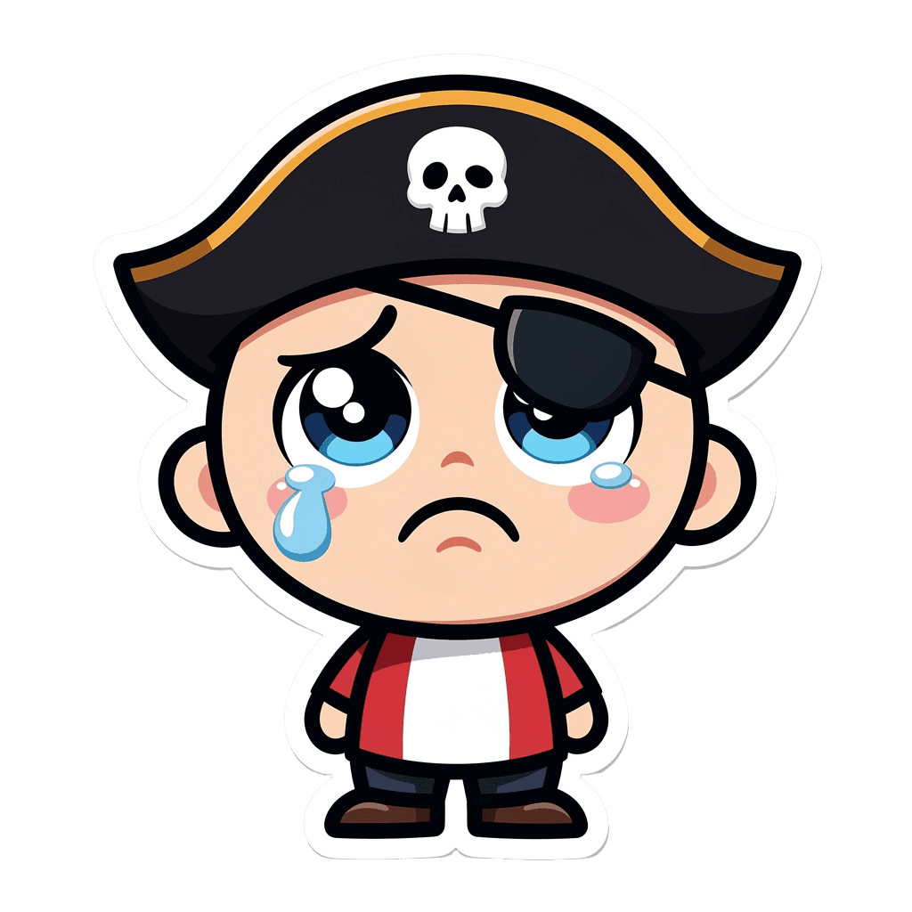 Pirate — sad Pirate Twitch emote — sad, Sticker style