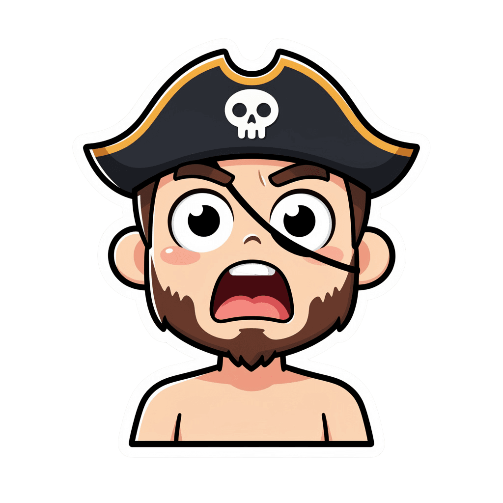 Pirate — surprised Pirate Twitch emote — surprised, Sticker style