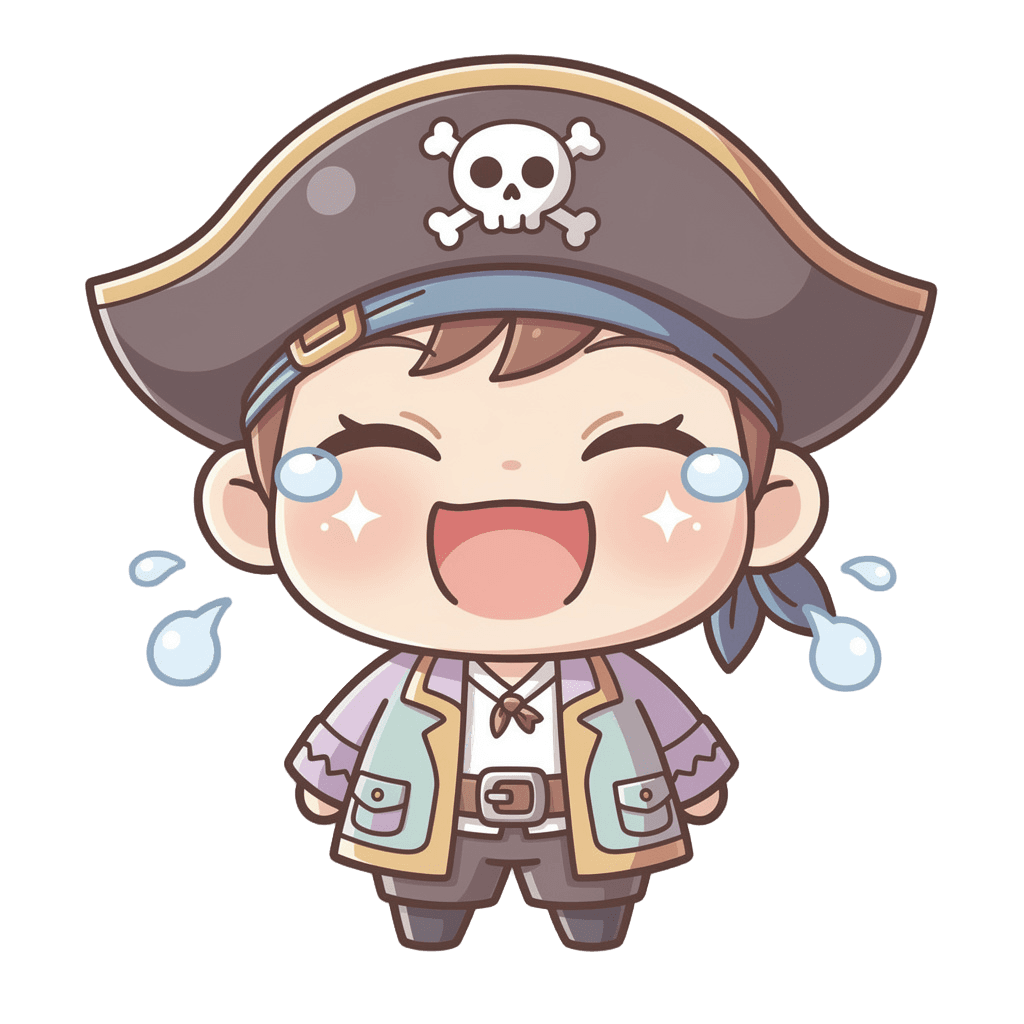 Pirate — laughing Pirate Twitch emote — laughing, Kawaii style