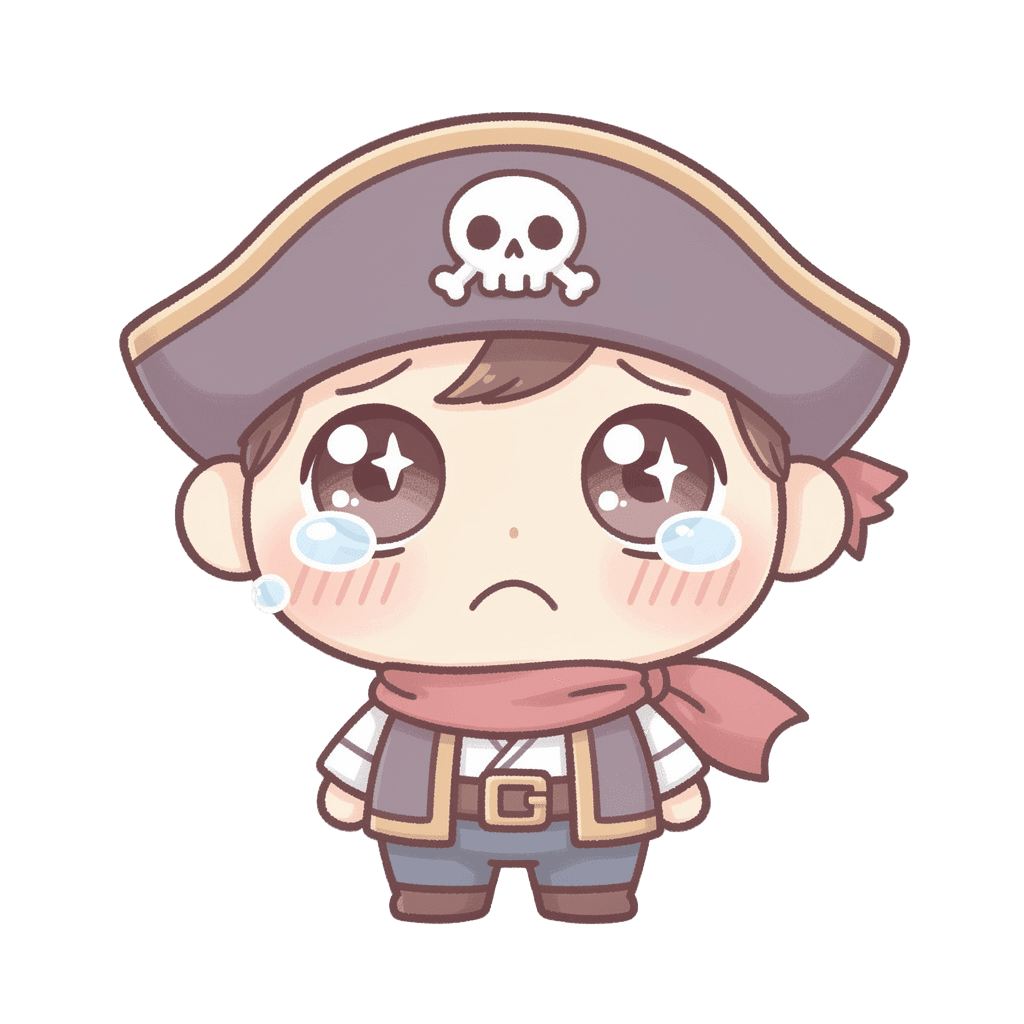 Pirate — sad Pirate Twitch emote — sad, Kawaii style