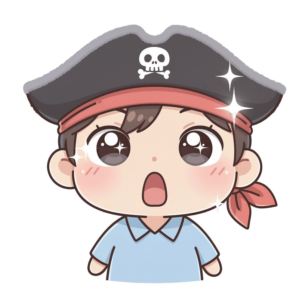 Pirate — surprised Pirate Twitch emote — surprised, Kawaii style