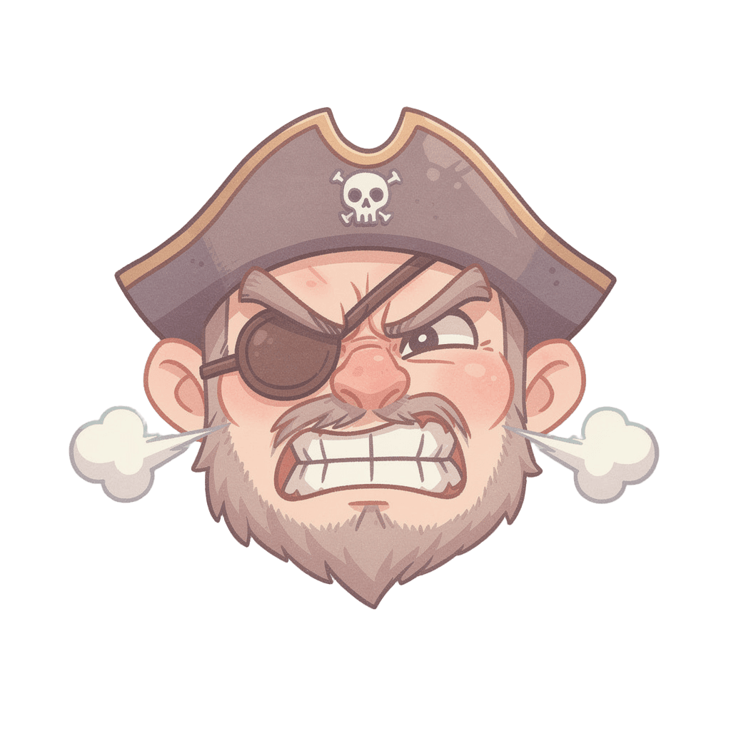 Pirate — angry Pirate Twitch emote — angry, Pastel style