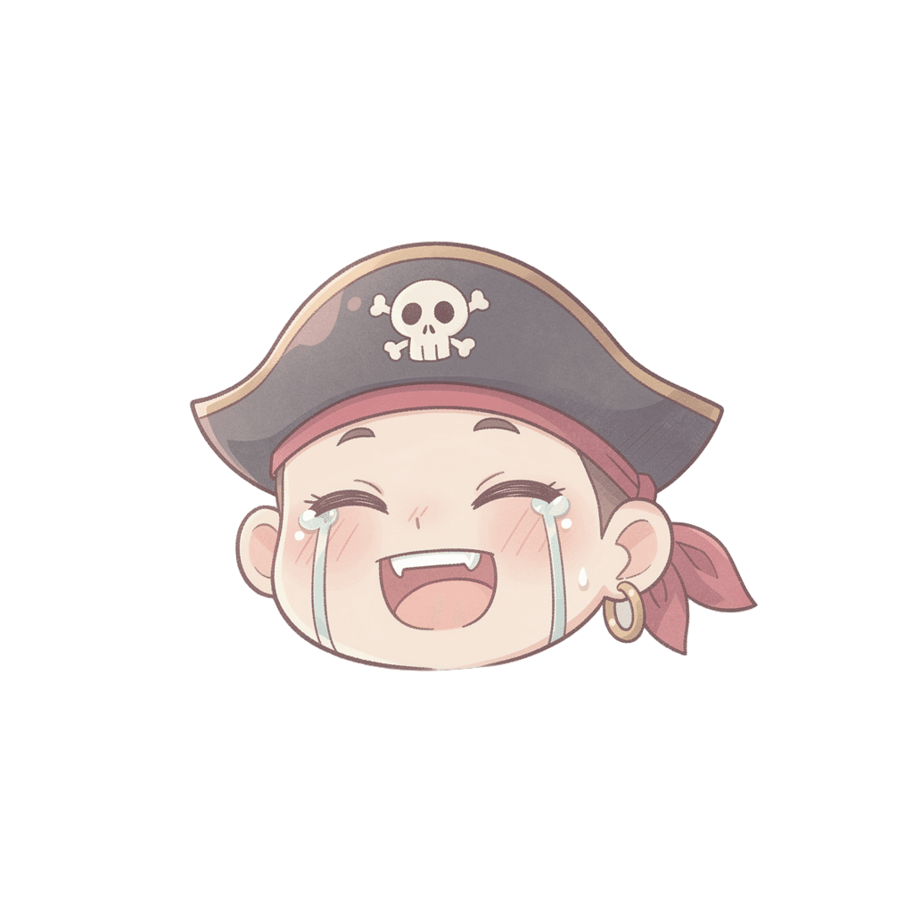 Pirate — laughing Pirate Twitch emote — laughing, Pastel style