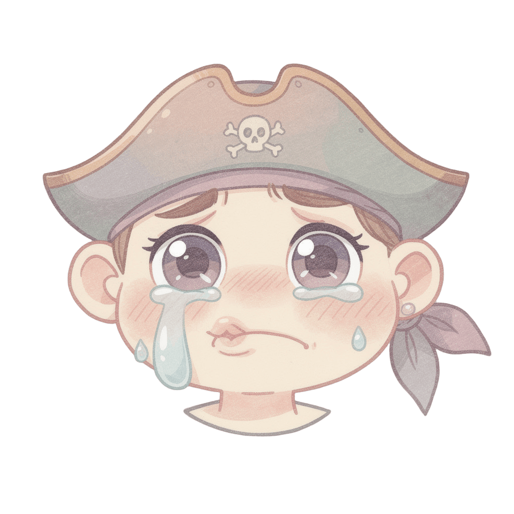 Pirate — sad Pirate Twitch emote — sad, Pastel style