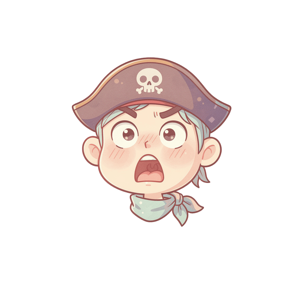 Pirate — surprised Pirate Twitch emote — surprised, Pastel style