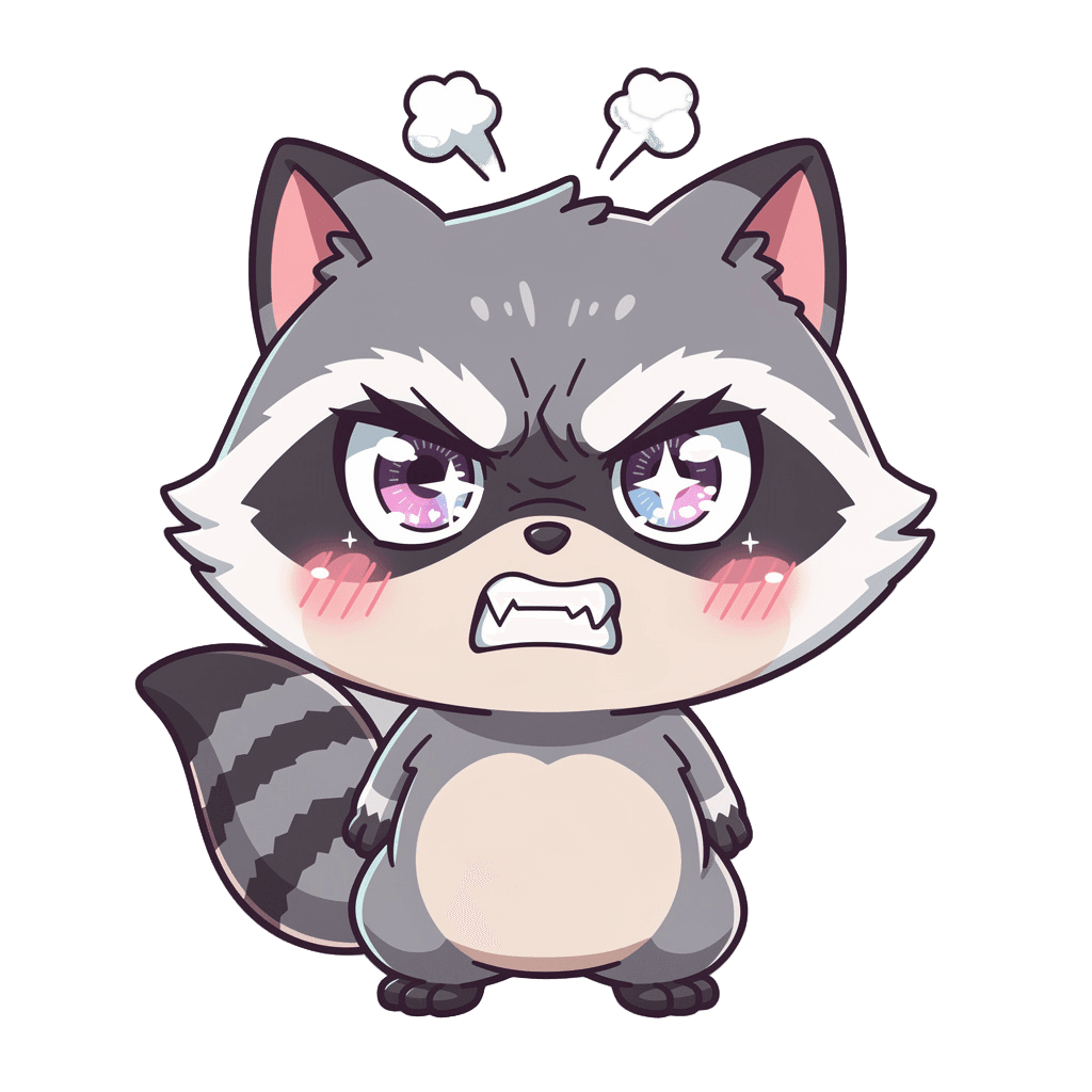 Raccoon — angry Raccoon Twitch emote — angry, Anime style