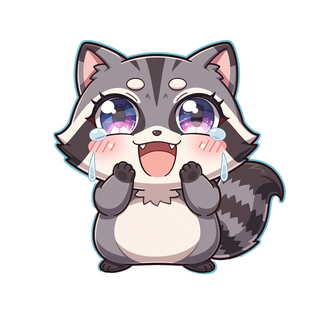 Raccoon — laughing Raccoon Twitch emote — laughing, Anime style