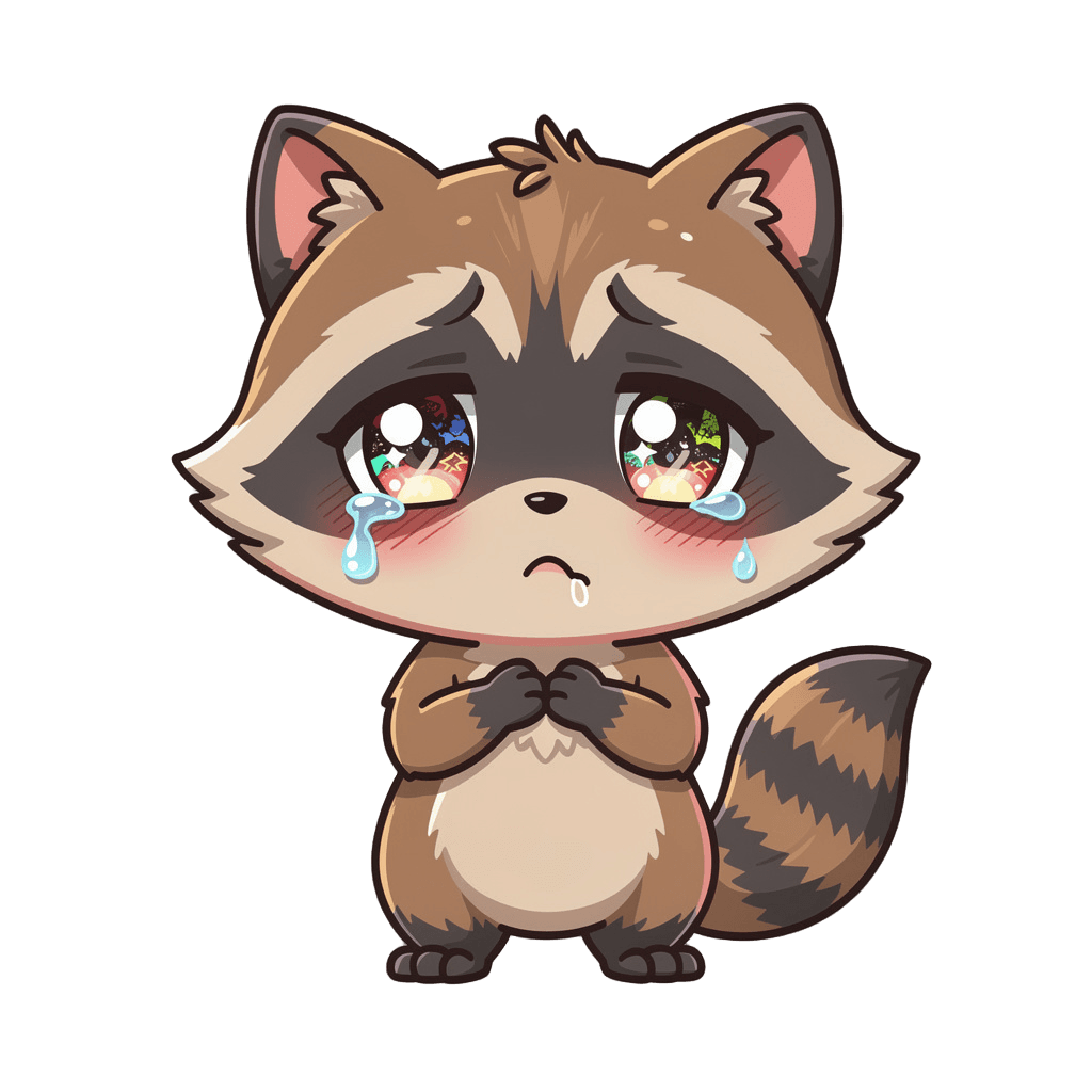 Raccoon — sad Raccoon Twitch emote — sad, Anime style