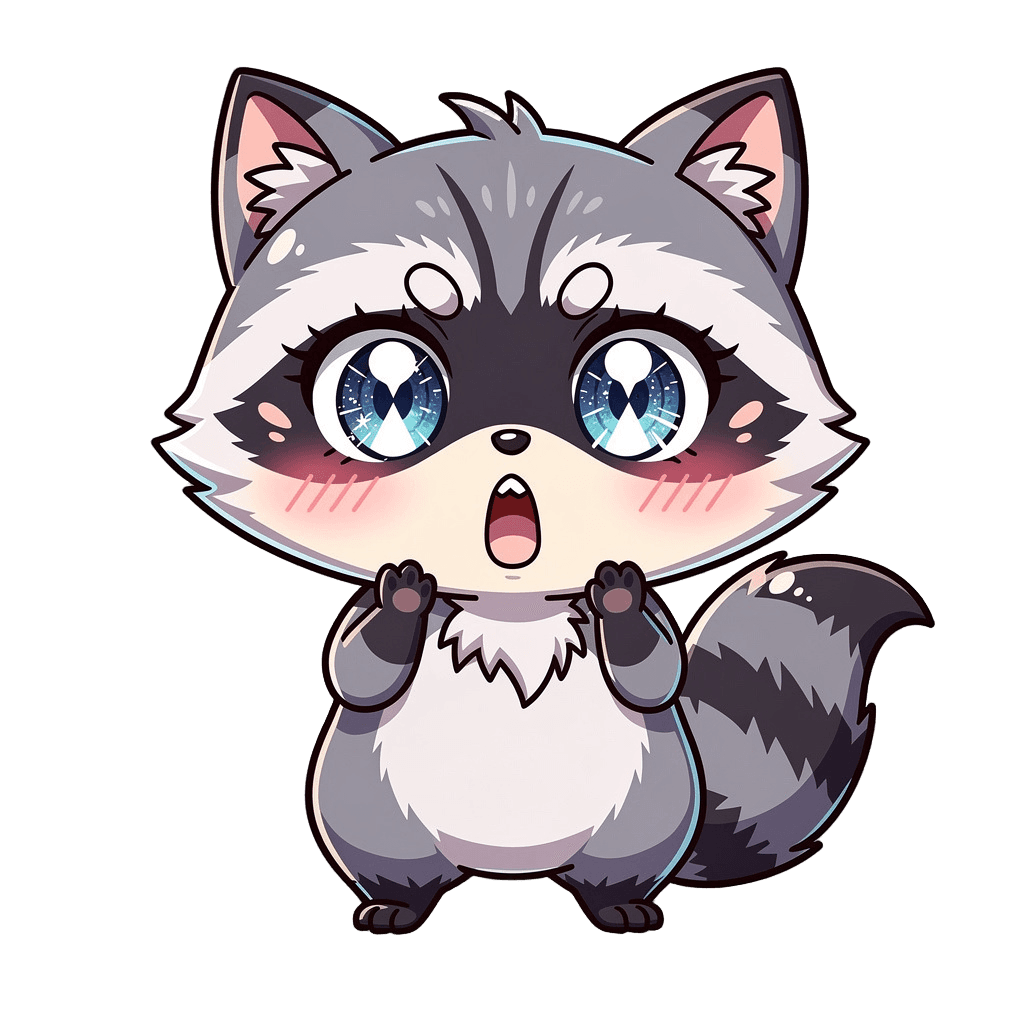 Raccoon — surprised Raccoon Twitch emote — surprised, Anime style
