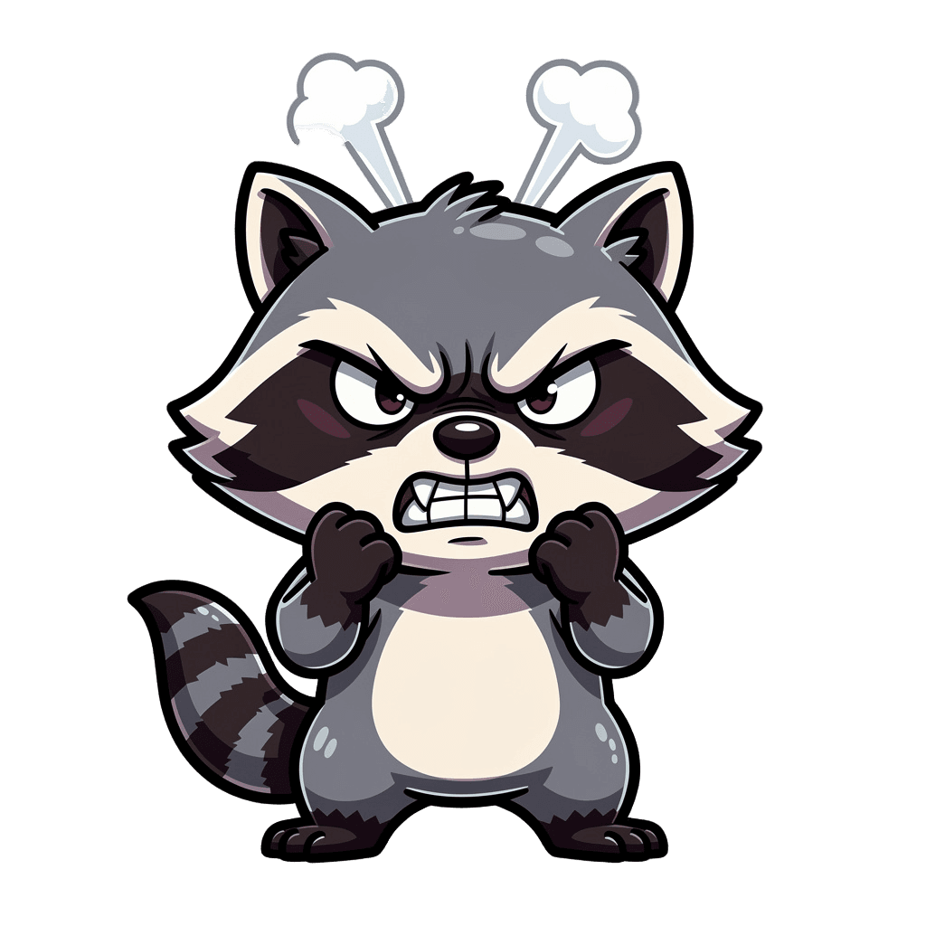 Raccoon — angry Raccoon Twitch emote — angry, Cartoon style
