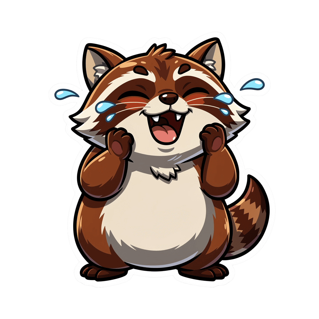 Raccoon — laughing Raccoon Twitch emote — laughing, Cartoon style