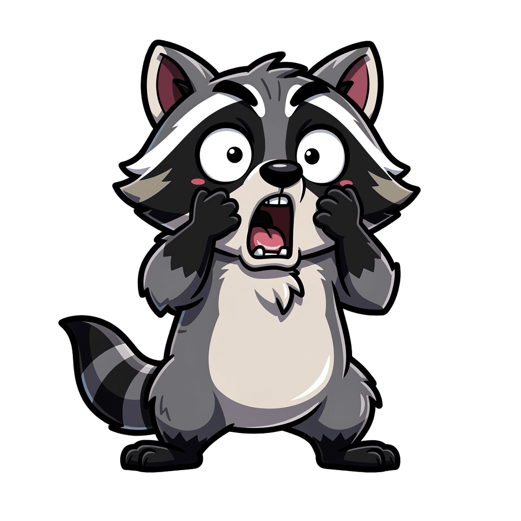 Raccoon — surprised Raccoon Twitch emote — surprised, Cartoon style
