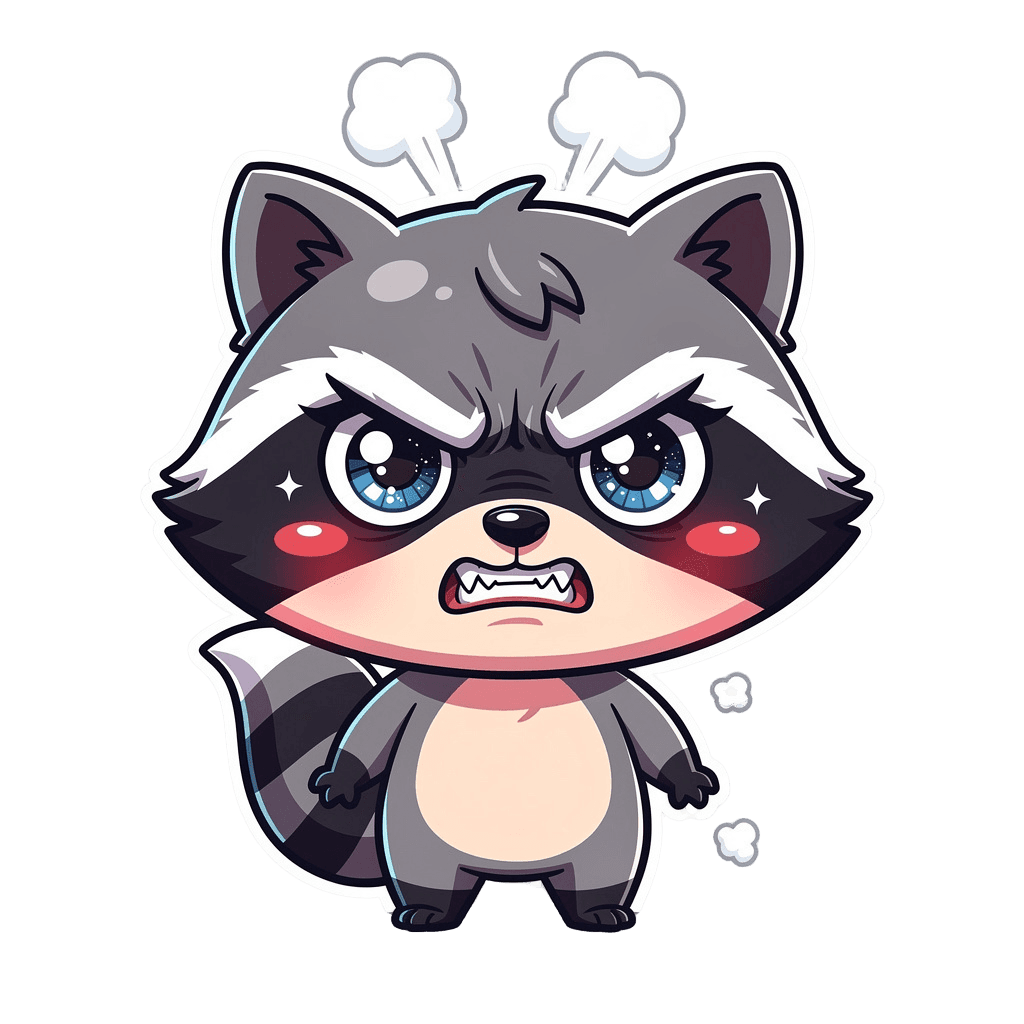 Raccoon — angry Raccoon Twitch emote — angry, Chibi style