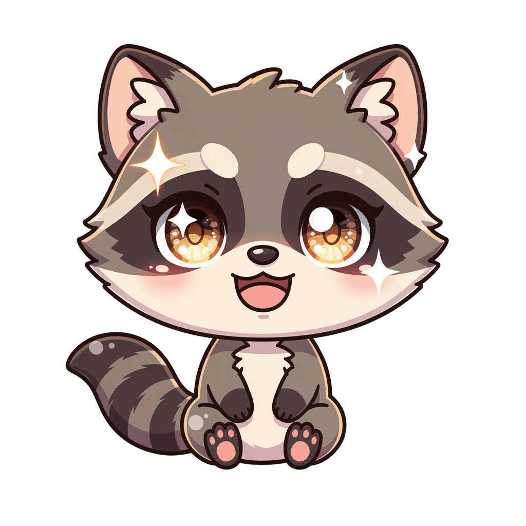 Raccoon — happy Raccoon Twitch emote — happy, Chibi style