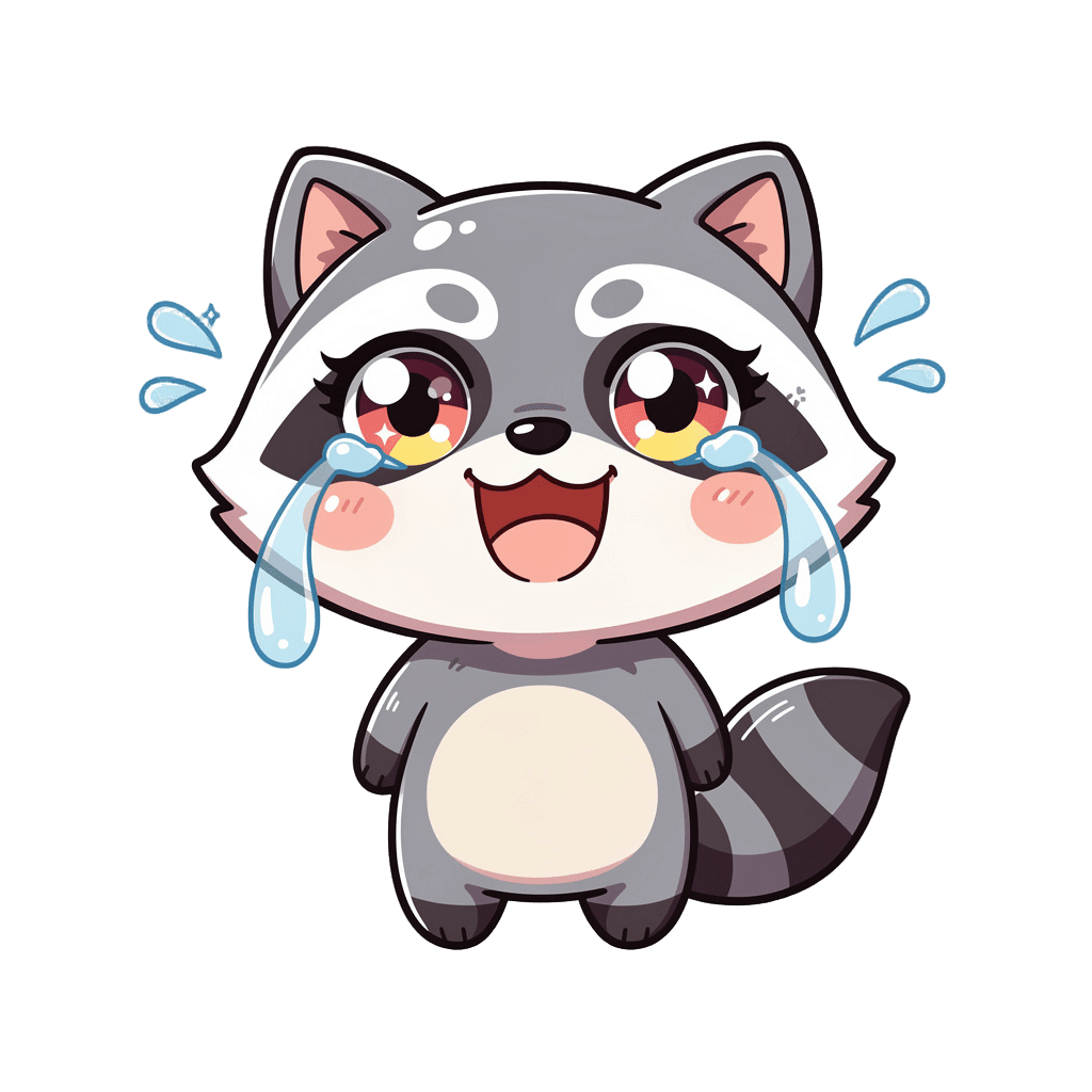 Raccoon — laughing Raccoon Twitch emote — laughing, Chibi style