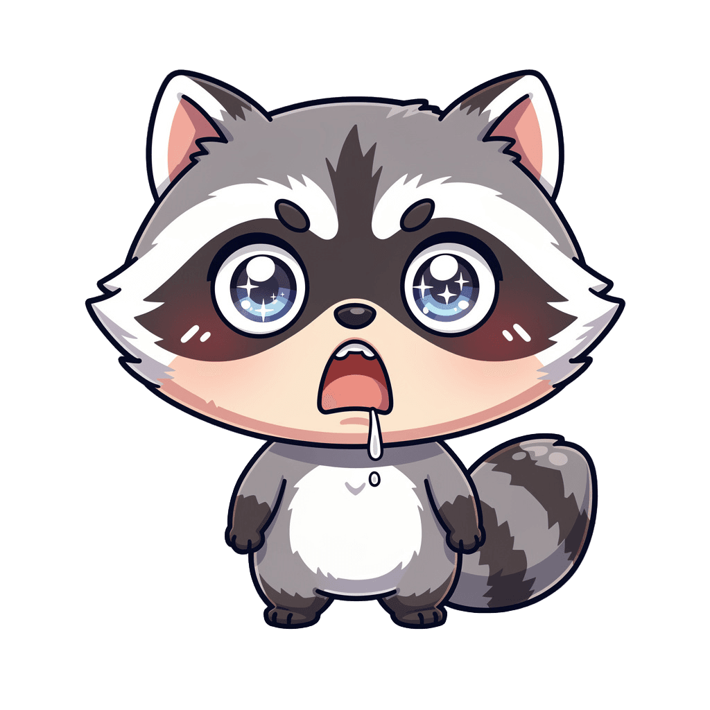 Raccoon — surprised Raccoon Twitch emote — surprised, Chibi style