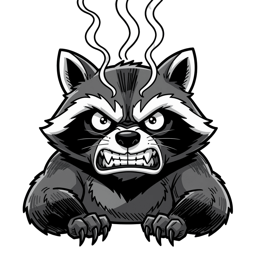 Raccoon — angry Raccoon Twitch emote — angry, Comic style
