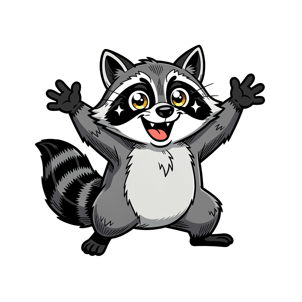 Raccoon — happy Raccoon Twitch emote — happy, Comic style