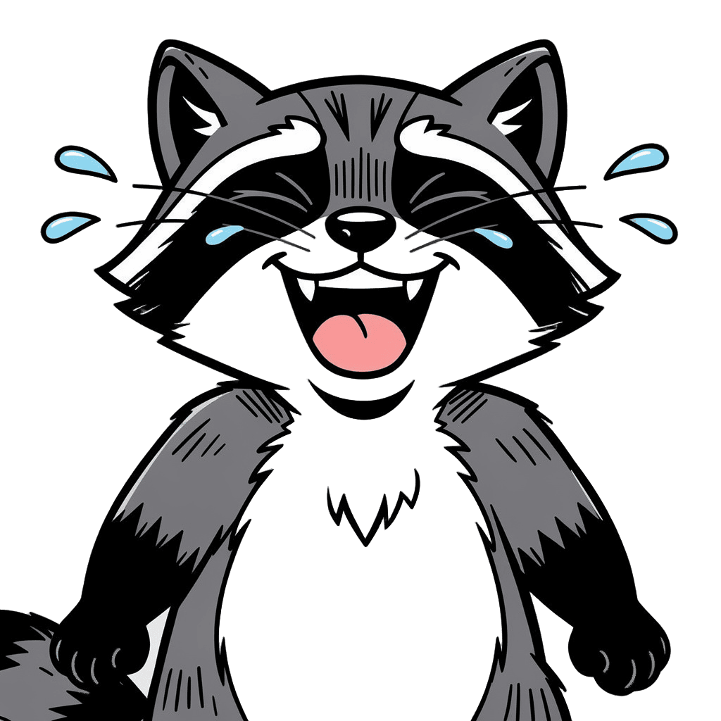 Raccoon — laughing Raccoon Twitch emote — laughing, Comic style