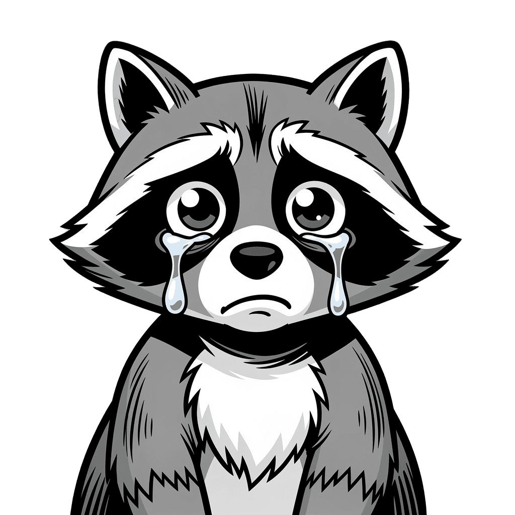 Raccoon — sad Raccoon Twitch emote — sad, Comic style