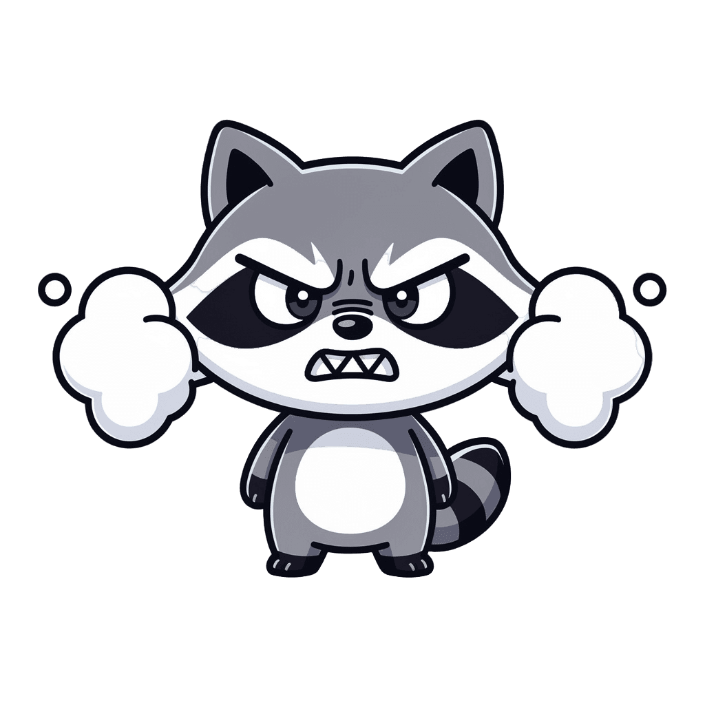 Raccoon — angry Raccoon Twitch emote — angry, Sticker style