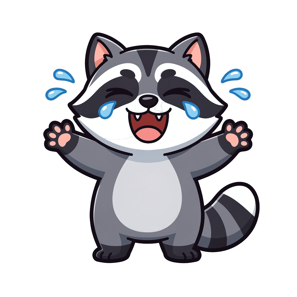 Raccoon — laughing Raccoon Twitch emote — laughing, Sticker style