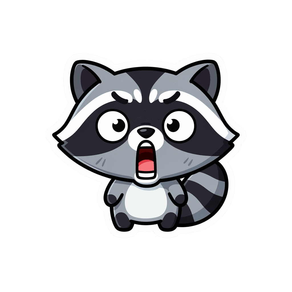 Raccoon — surprised Raccoon Twitch emote — surprised, Sticker style