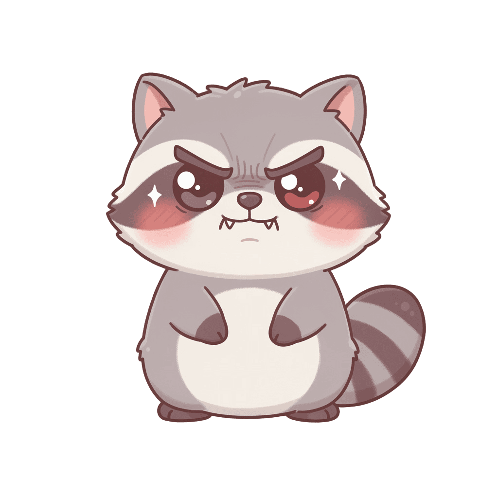 Raccoon — angry Raccoon Twitch emote — angry, Kawaii style