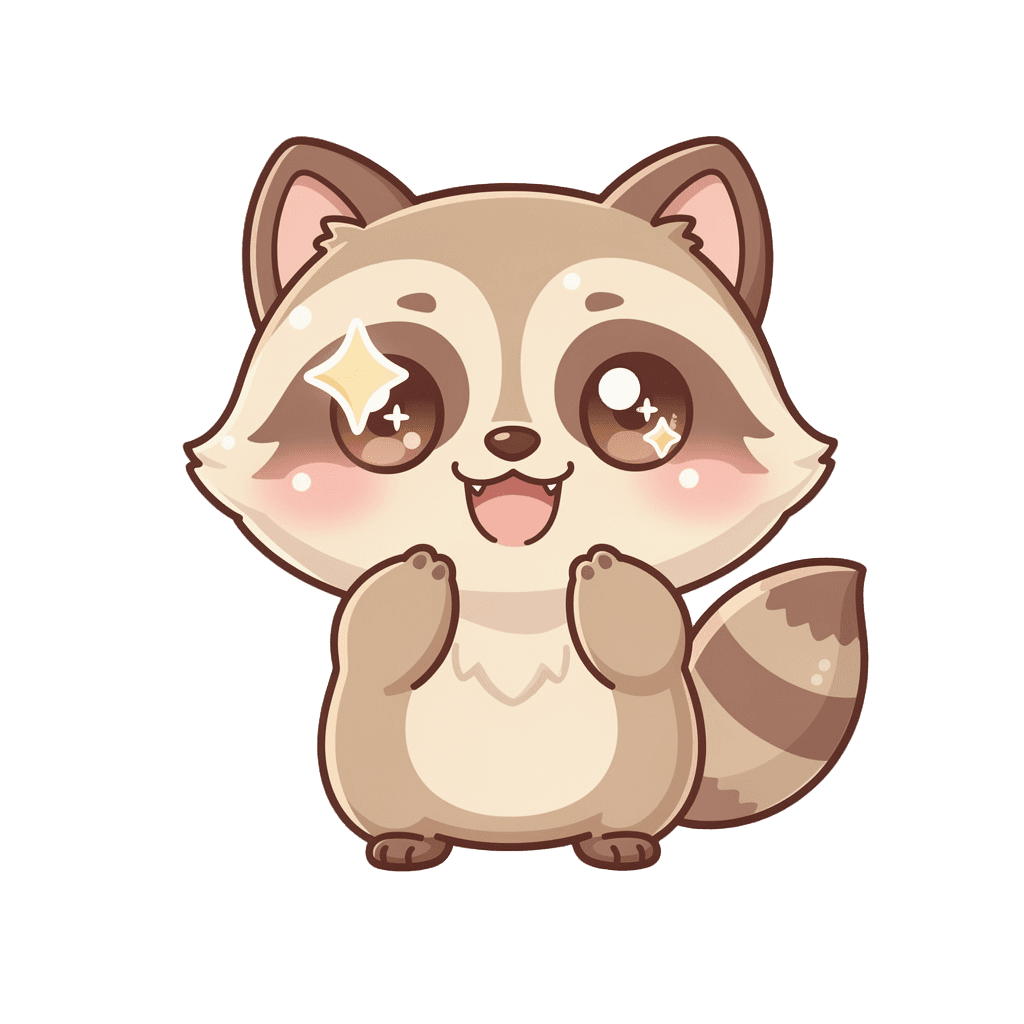 Raccoon — happy Raccoon Twitch emote — happy, Kawaii style