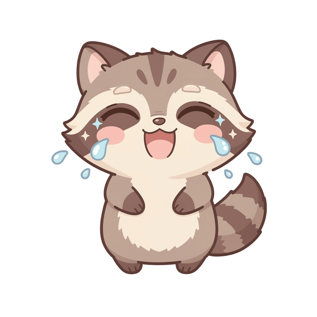Raccoon — laughing Raccoon Twitch emote — laughing, Kawaii style