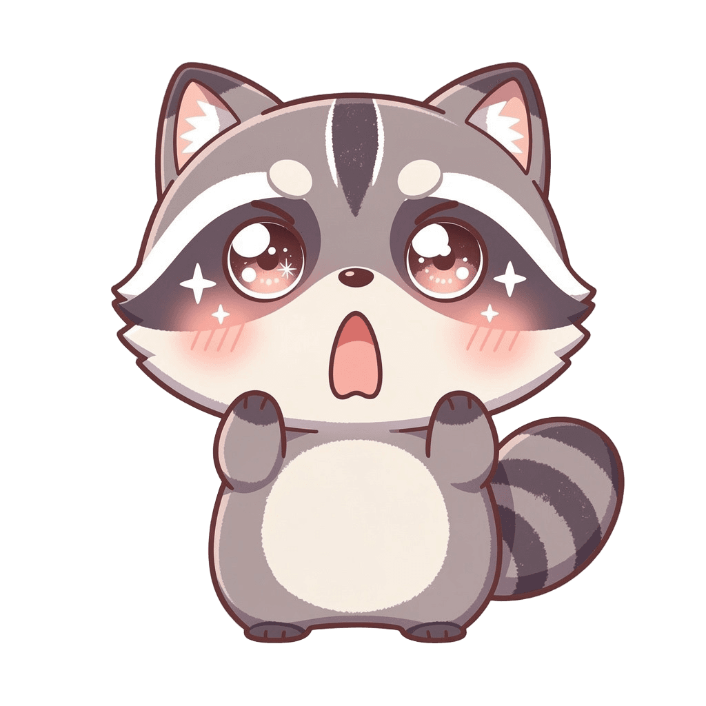 Raccoon — surprised Raccoon Twitch emote — surprised, Kawaii style
