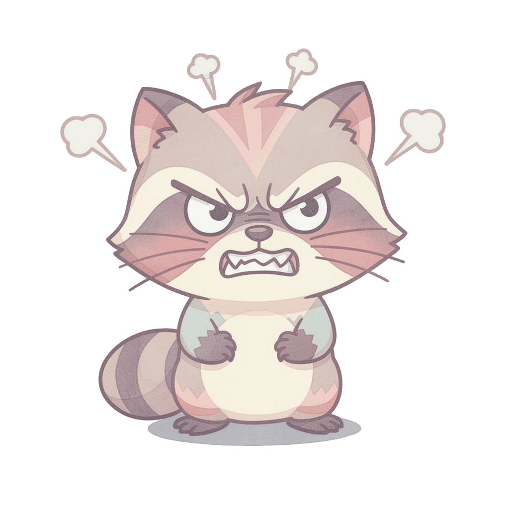 Raccoon — angry Raccoon Twitch emote — angry, Pastel style