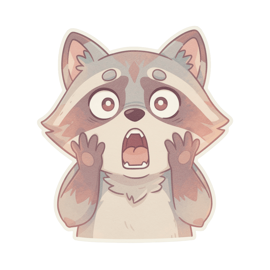 Raccoon — surprised Raccoon Twitch emote — surprised, Pastel style