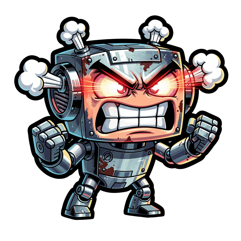 Robot — angry Robot Twitch emote — angry, Cartoon style