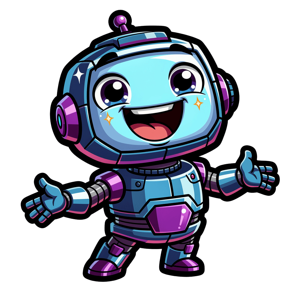 Robot — happy Robot Twitch emote — happy, Cartoon style
