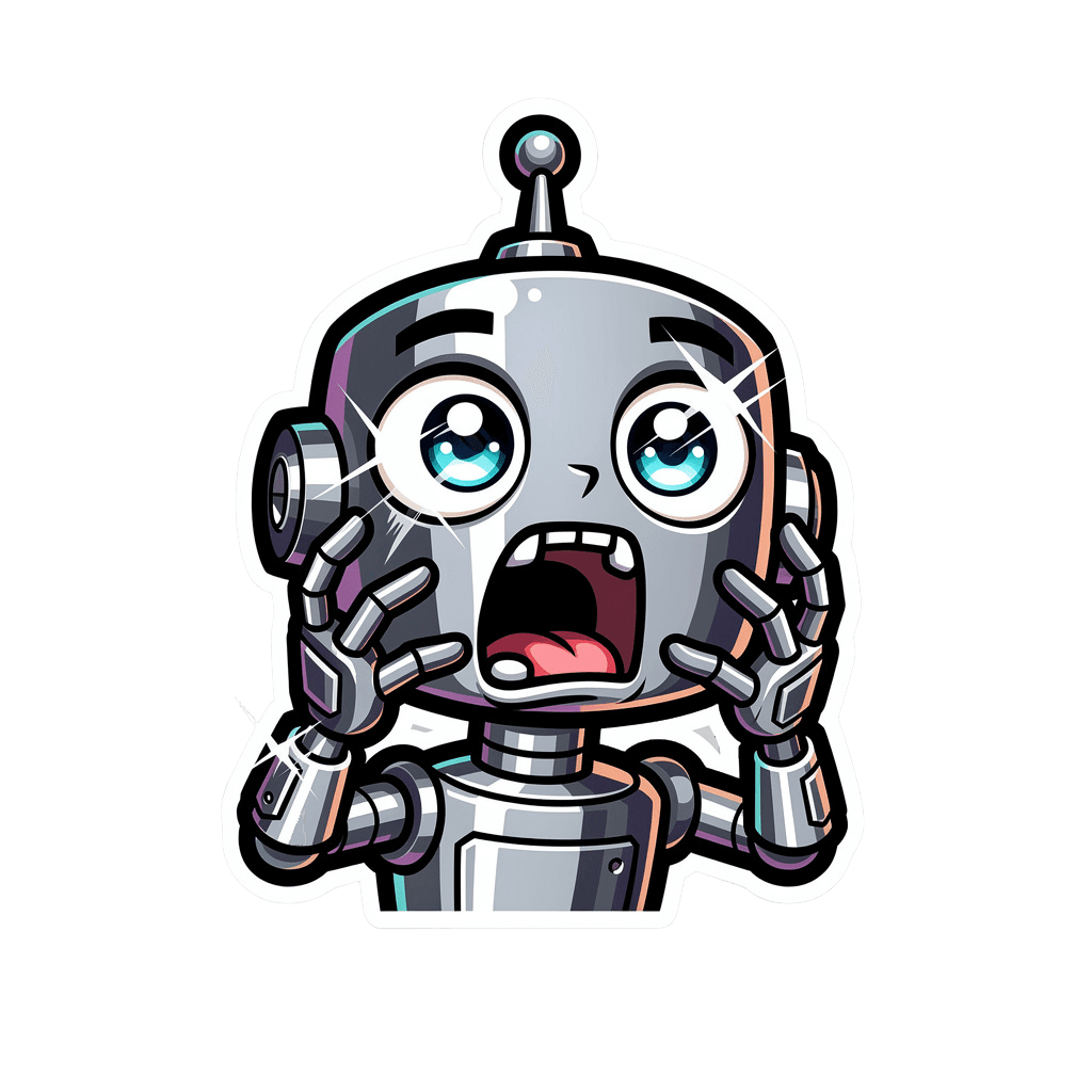 Robot — surprised Robot Twitch emote — surprised, Cartoon style