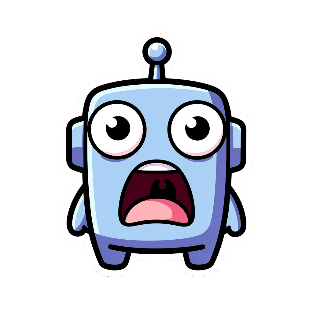 Robot — surprised Robot Twitch emote — surprised, Sticker style