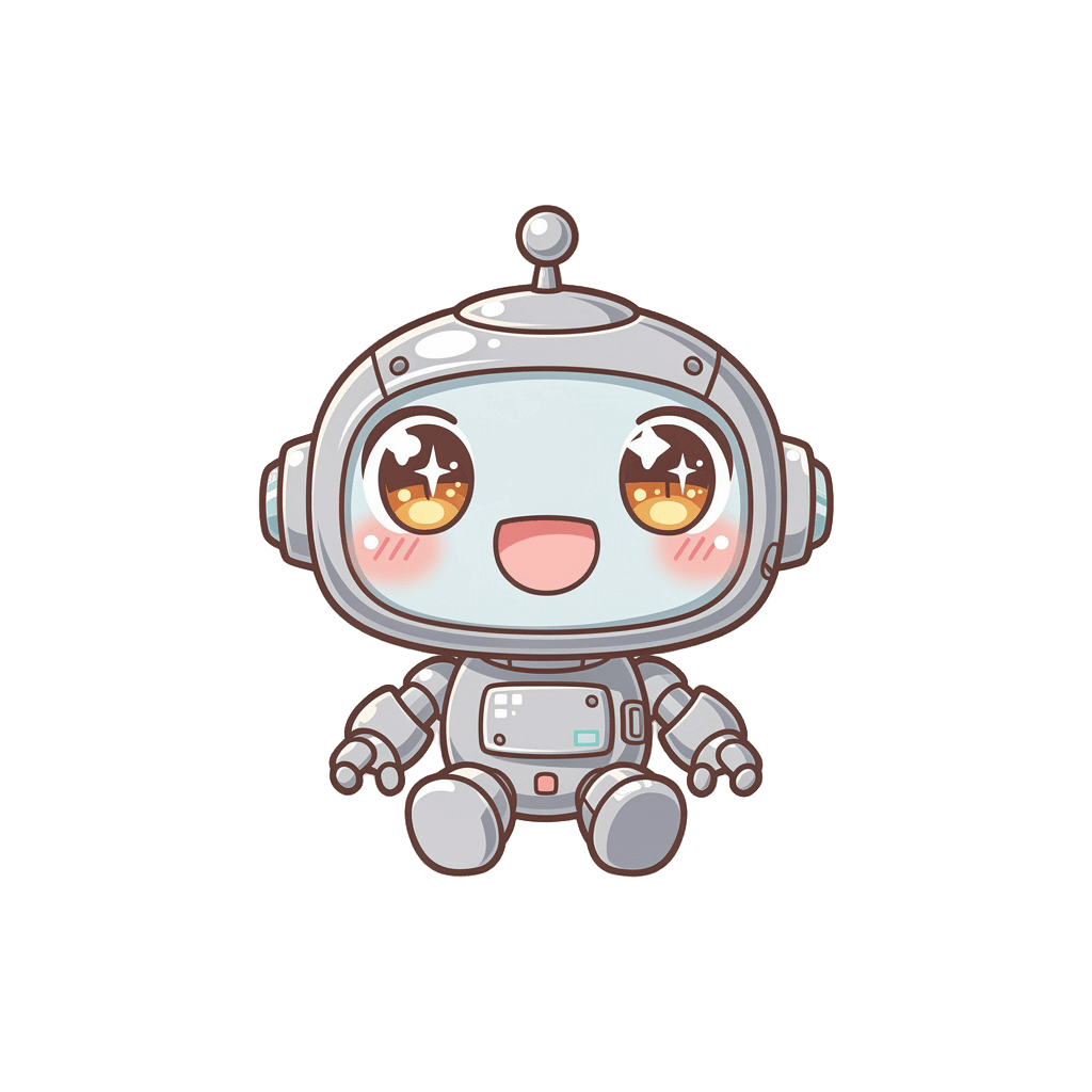Robot — happy Robot Twitch emote — happy, Kawaii style