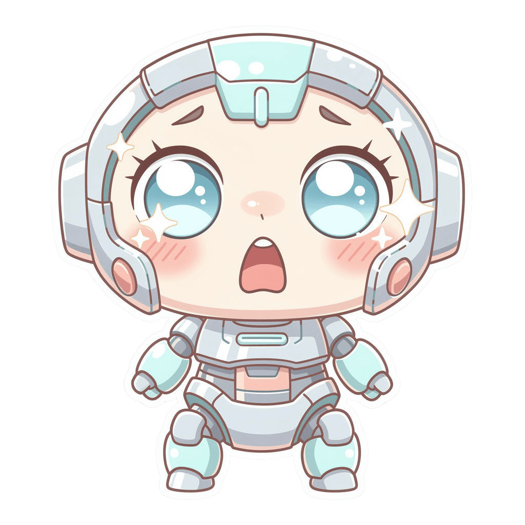 Robot — surprised Robot Twitch emote — surprised, Kawaii style