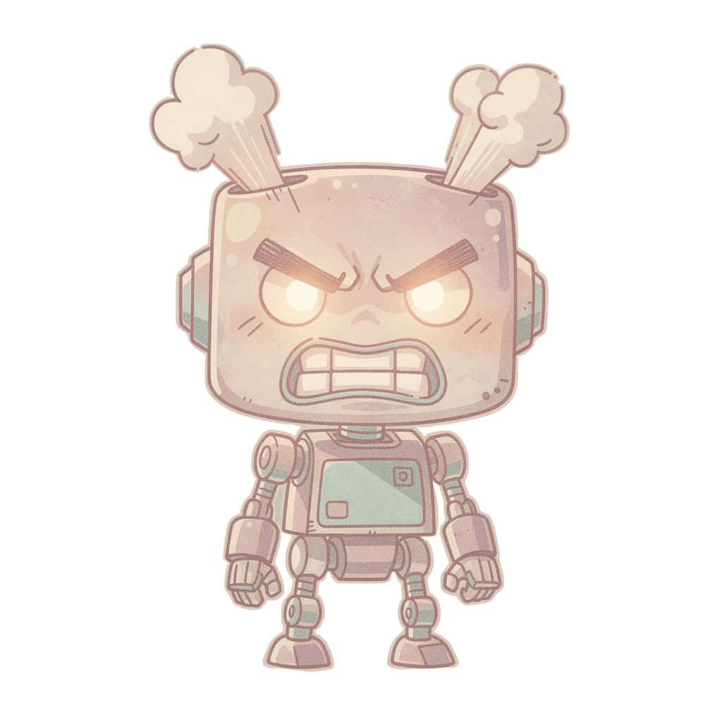 Robot — angry Robot Twitch emote — angry, Pastel style