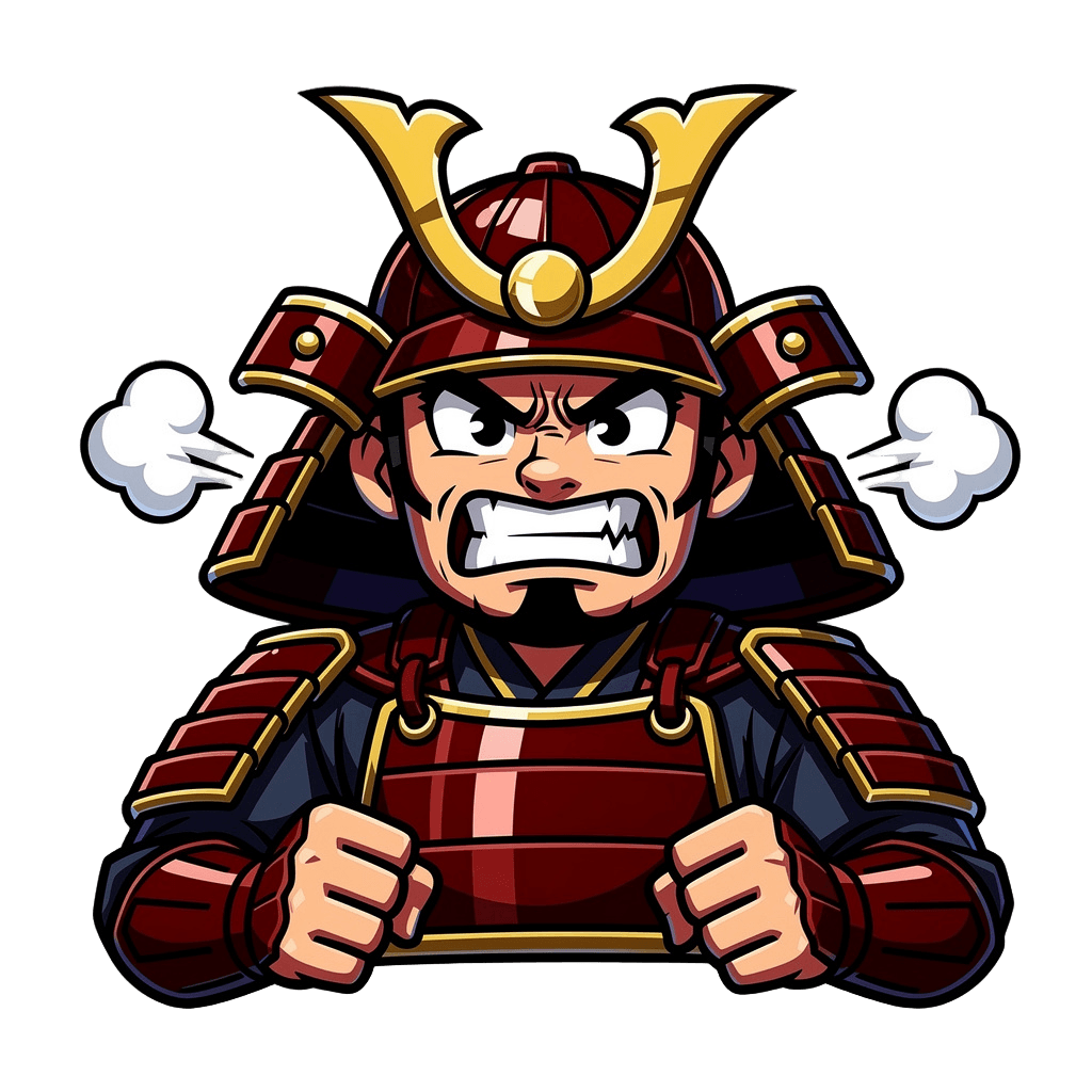Samurai — angry Samurai Twitch emote — angry, Cartoon style