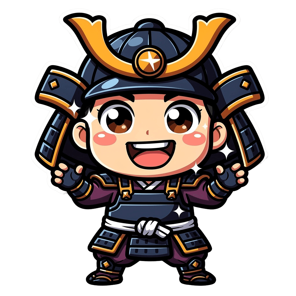 Samurai — happy Samurai Twitch emote — happy, Cartoon style