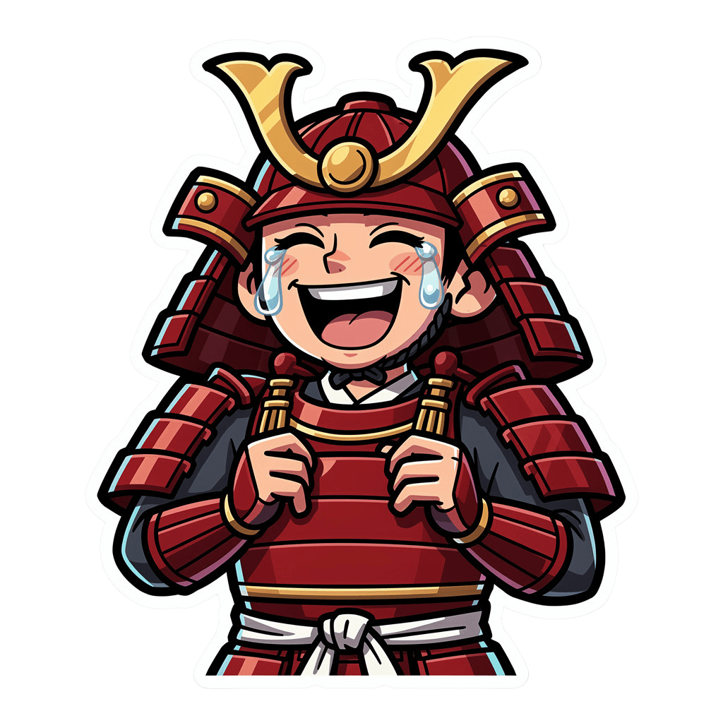 Samurai — laughing Samurai Twitch emote — laughing, Cartoon style
