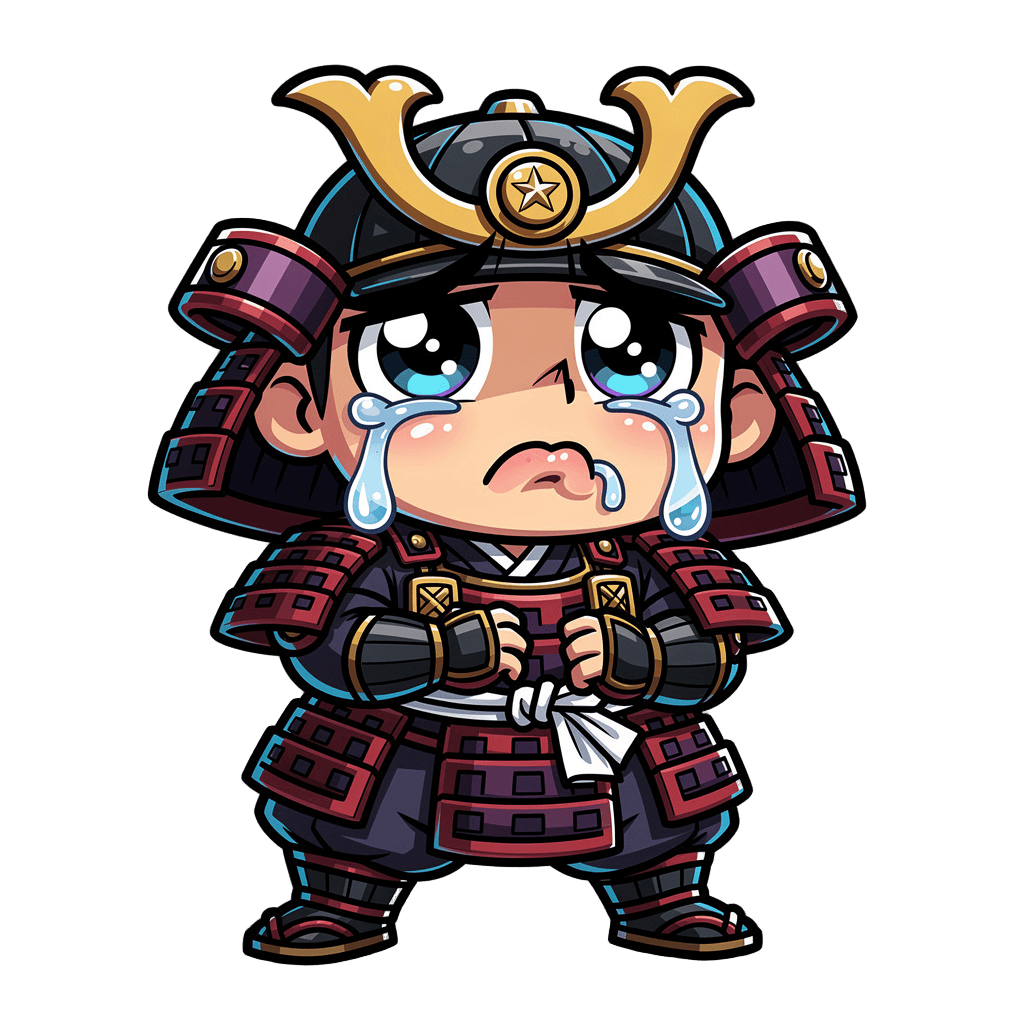 Samurai — sad Samurai Twitch emote — sad, Cartoon style