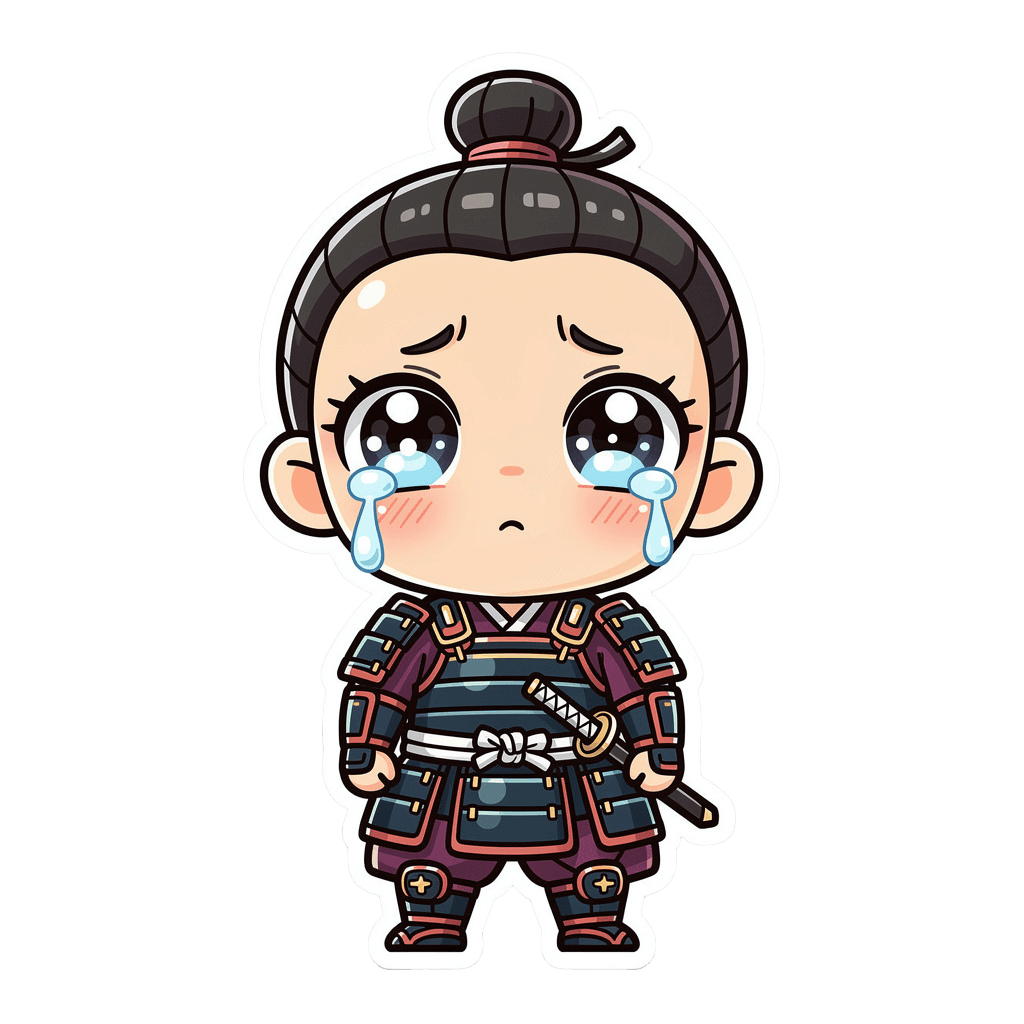 Samurai — sad Samurai Twitch emote — sad, Chibi style