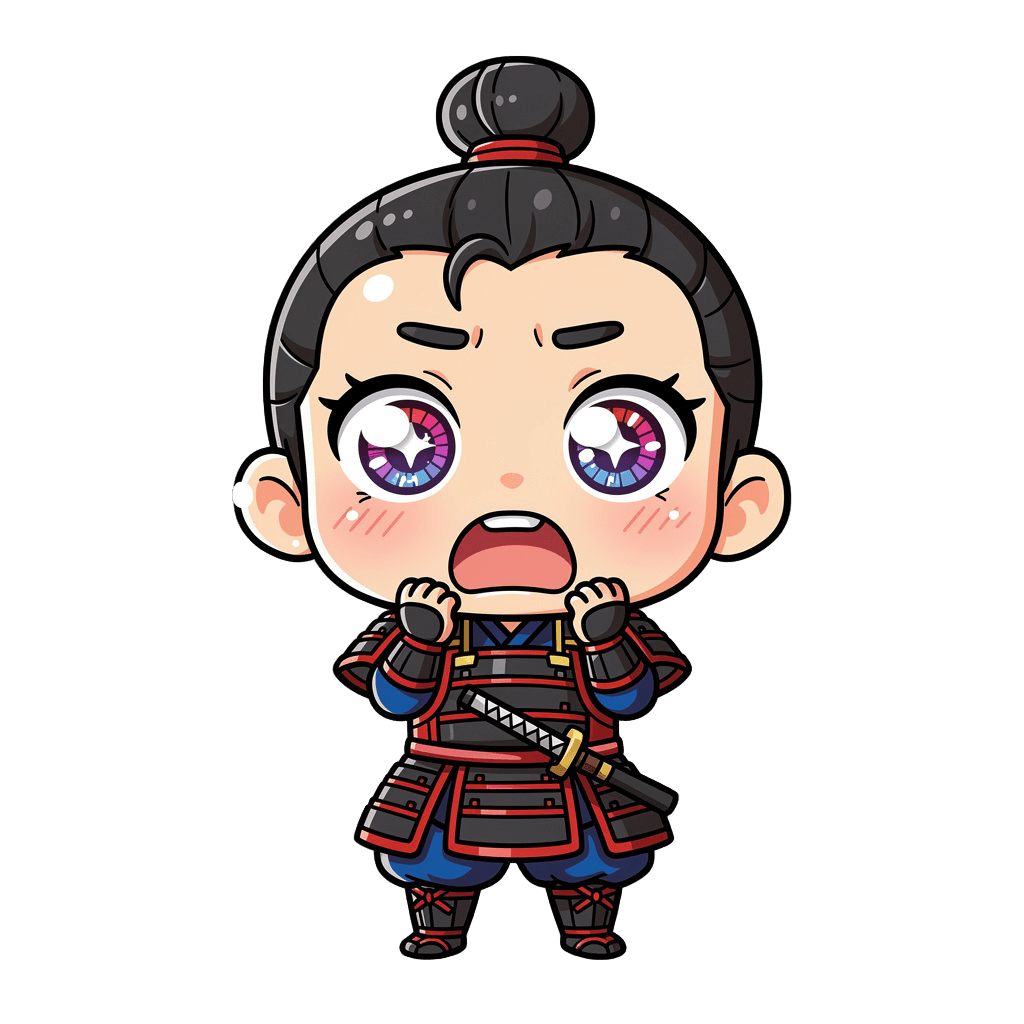 Samurai — surprised Samurai Twitch emote — surprised, Chibi style