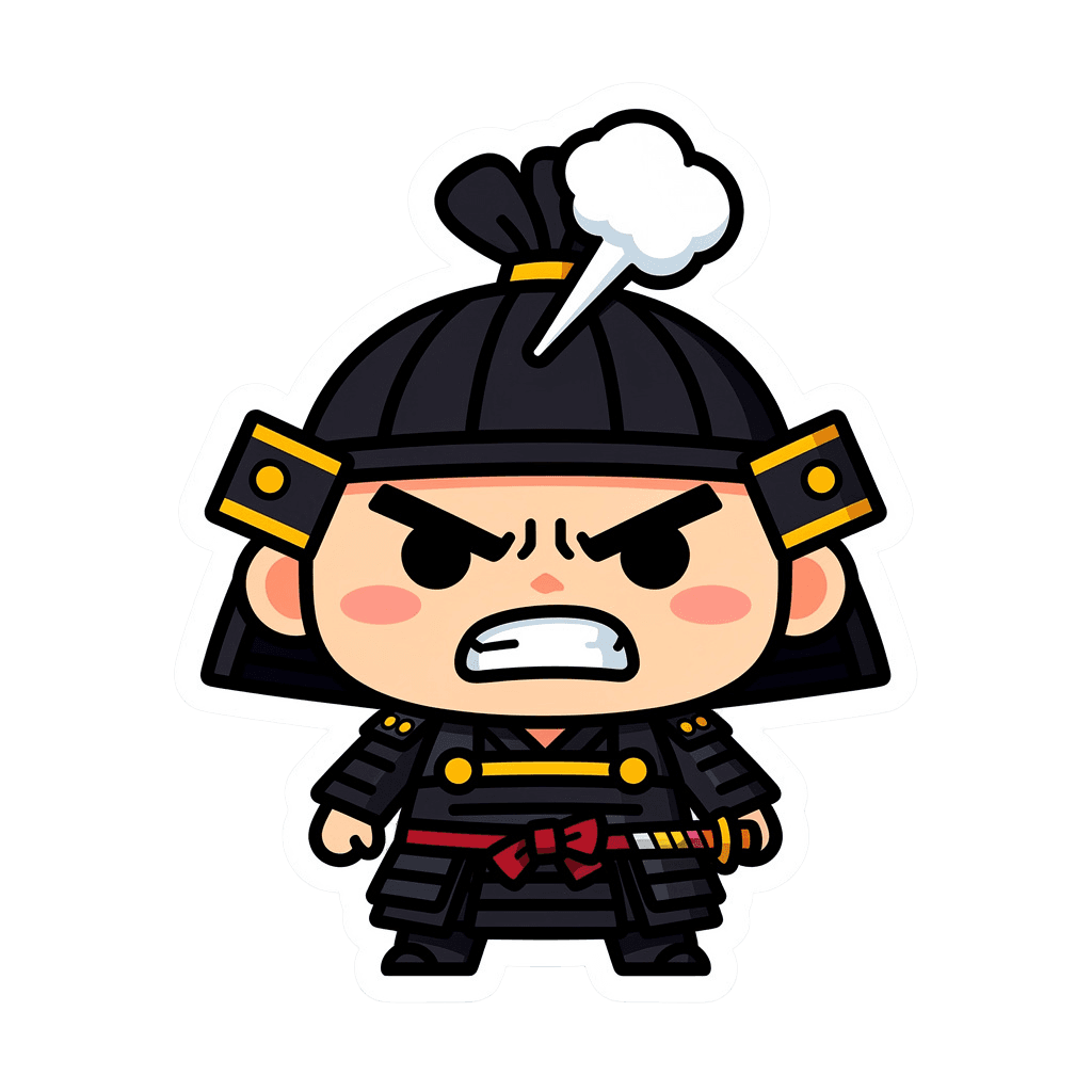 Samurai — angry Samurai Twitch emote — angry, Sticker style